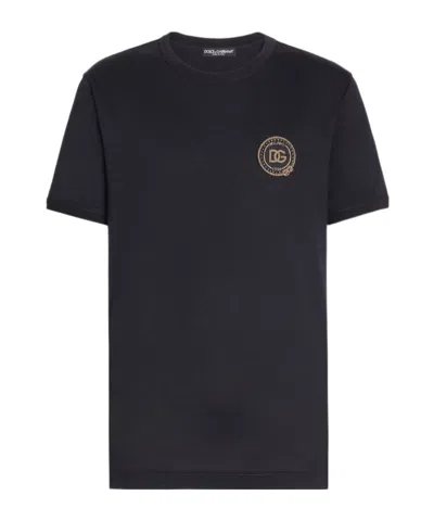 Dolce & Gabbana Cotton T-shirt With Patch In Black