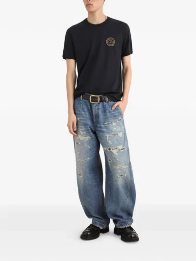 Dolce & Gabbana Cotton T-shirt With Patch In Black