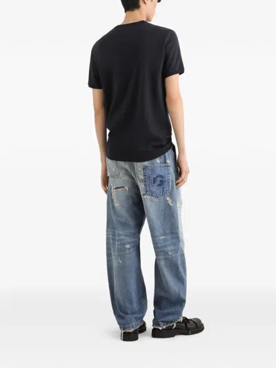 Dolce & Gabbana Cotton T-shirt With Patch In Black