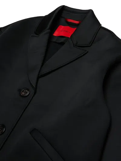 Max & Co 로고 프린트 더블 브레스티드 코트 In Black