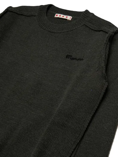 Marni 로고 자수 스웨터 In Black