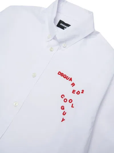 Dsquared2 로고 자수 버튼다운 셔츠 In White