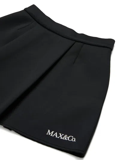Max & Co 로고 프린트 플리츠 스커트 In Black