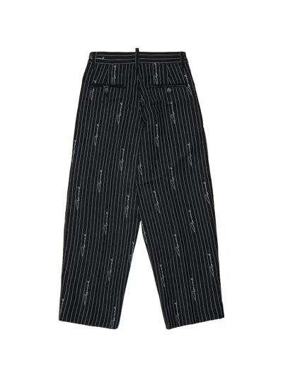 Dsquared2 핀스트라이프 로고 프린트 팬츠 In Black