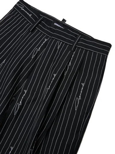 Dsquared2 핀스트라이프 로고 프린트 팬츠 In Black