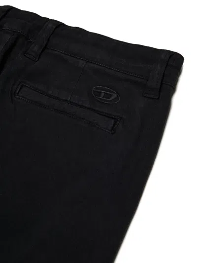 Diesel 로고 자수 팬츠 In Black