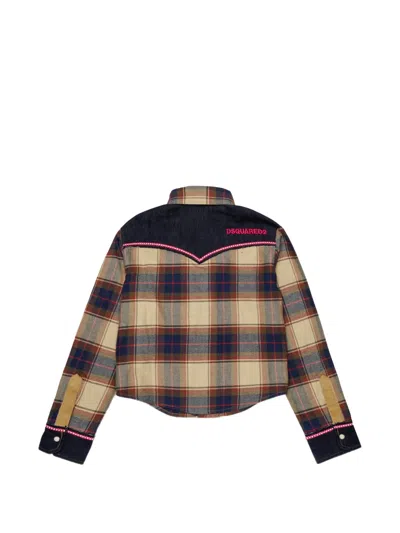 Dsquared2 체크 프린트 코듀로이 포켓 셔츠 In Multi