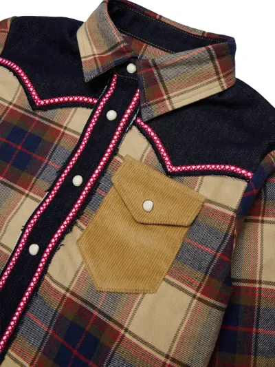 Dsquared2 체크 프린트 코듀로이 포켓 셔츠 In Multi