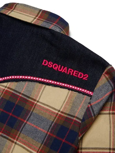 Dsquared2 체크 프린트 코듀로이 포켓 셔츠 In Multi