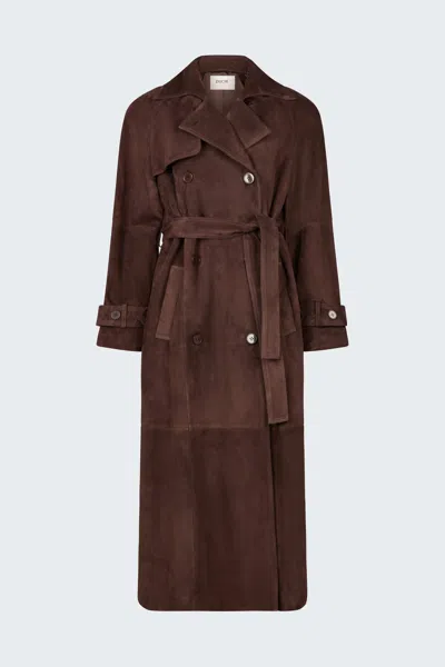 Ducie Corrin Suede Trench Coat In Brown