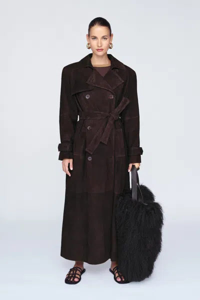 Ducie Corrin Suede Trench Coat In Brown