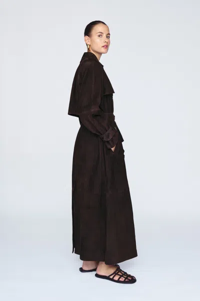 Ducie Corrin Suede Trench Coat In Brown