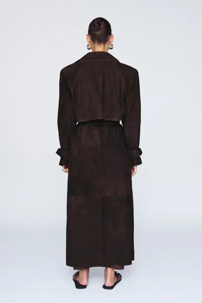 Ducie Corrin Suede Trench Coat In Brown