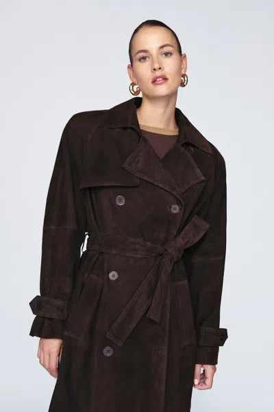Ducie Corrin Suede Trench Coat In Brown