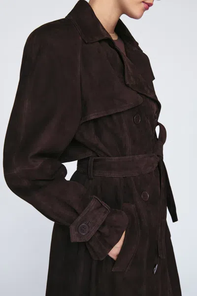 Ducie Corrin Suede Trench Coat In Brown