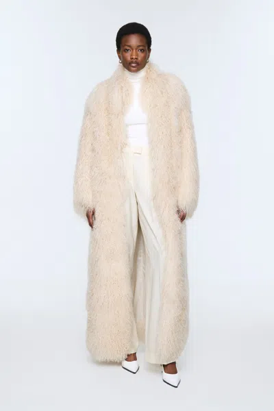 Ducie Faye Shearling Maxi Coat In White