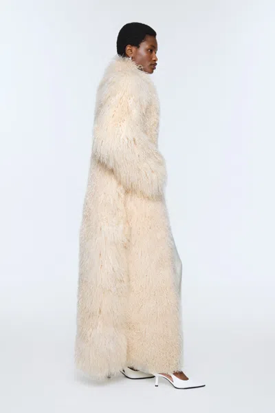 Ducie Faye Shearling Maxi Coat In White