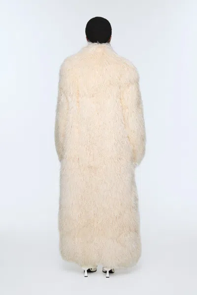 Ducie Faye Shearling Maxi Coat In White