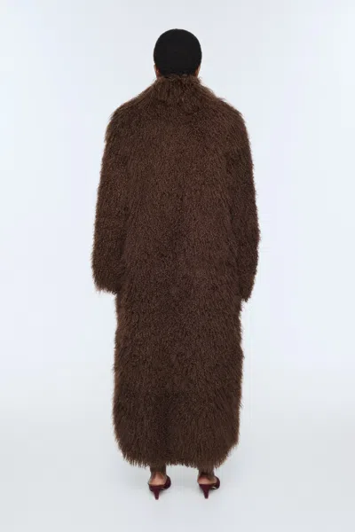 Ducie Faye Shearling Maxi Coat In Brown