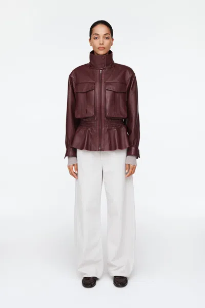 Ducie Hazel Leather Jacket In Brown