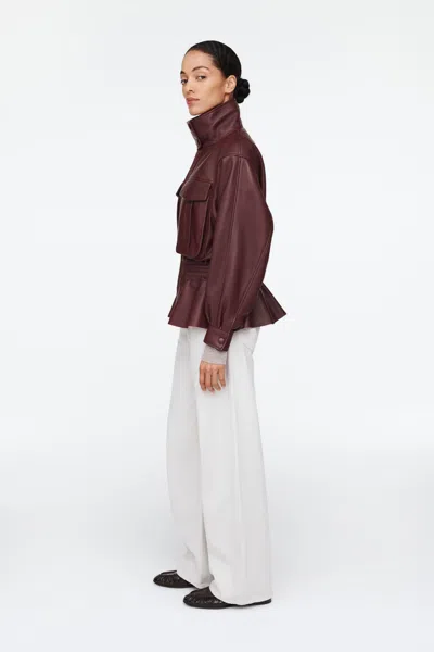 Ducie Hazel Leather Jacket In Brown