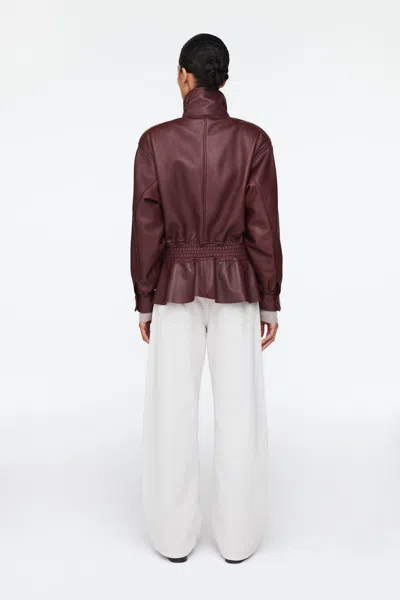 Ducie Hazel Leather Jacket In Brown
