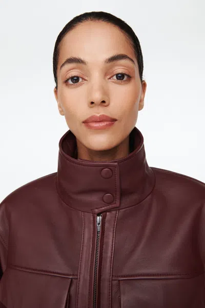Ducie Hazel Leather Jacket In Brown
