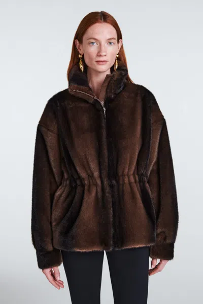 Ducie Kai Fur Jacket In Brown