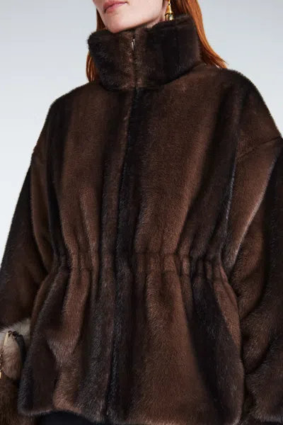 Ducie Kai Fur Jacket In Brown