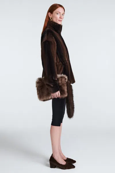 Ducie Kai Fur Jacket In Brown