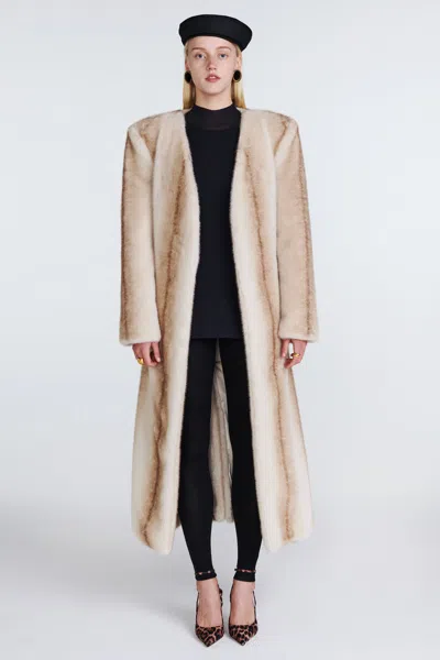Ducie Olivia Faux Fur Coat In Neutral