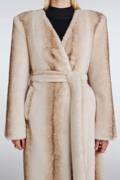 Ducie Olivia Faux Fur Coat In Neutral