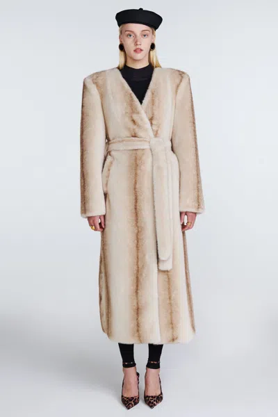 Ducie Olivia Faux Fur Coat In Neutral