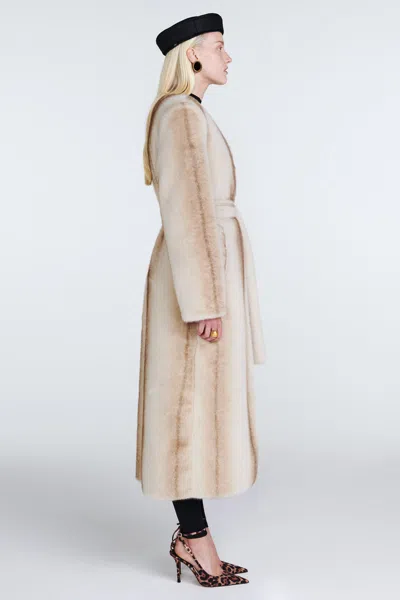 Ducie Olivia Faux Fur Coat In Neutral