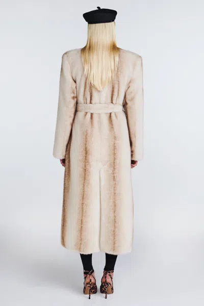 Ducie Olivia Faux Fur Coat In Neutral