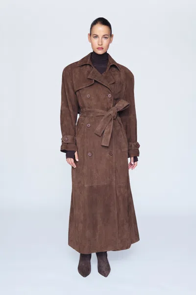 Ducie Pre-order Corrin Suede Trench Coat In Brown