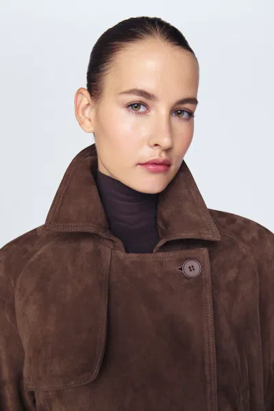 Ducie Pre-order Corrin Suede Trench Coat In Brown