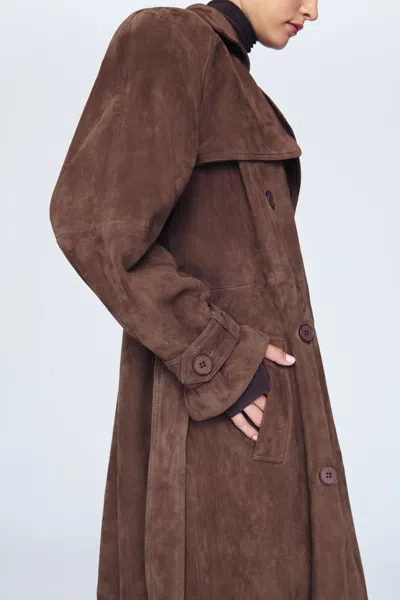 Ducie Pre-order Corrin Suede Trench Coat In Brown