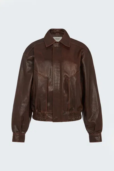 Ducie Pre-order Florence Leather Bomber In Brown