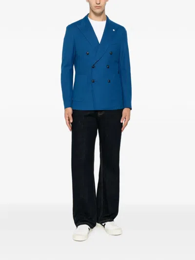 Manuel Ritz Double-breasted Blazer In Blue