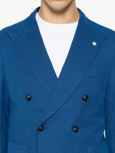 Manuel Ritz Double-breasted Blazer In Blue