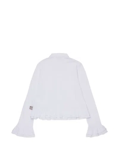 N°21 크리스털 장식 러플 셔츠 In White