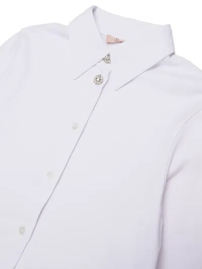 N°21 크리스털 장식 러플 셔츠 In White