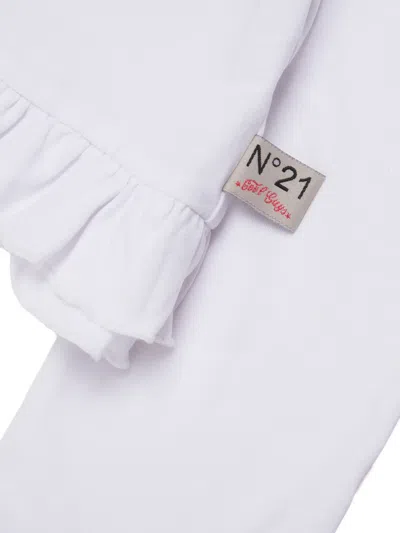 N°21 크리스털 장식 러플 셔츠 In White