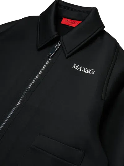 Max & Co 로고 프린트 봄버 재킷 In Black