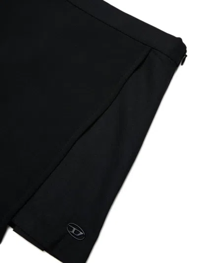 Diesel 플리츠 비대칭 스커트 In Black