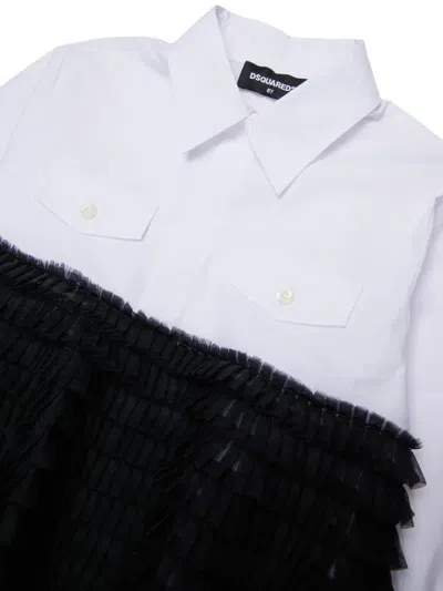 Dsquared2 러플 튤 패널 셔츠 In White