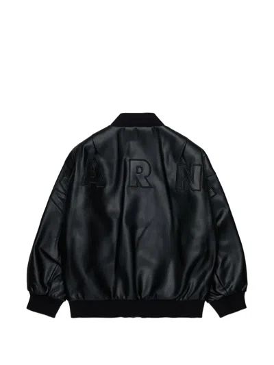 Marni Kids Varsity Bomber Jacket In Black