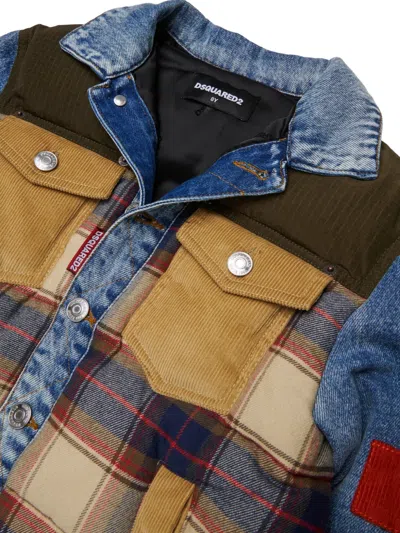Dsquared2 패치워크 체크 패턴 데님 재킷 In Multi