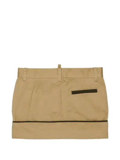 Dsquared2 로고 프린트 플랩 포켓 스커트 In Brown